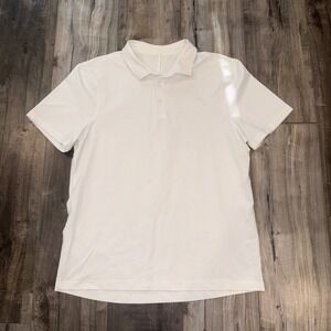 Lululemon Polo Shirt Mens White Short Sleeve Golf Athletic L/XL No Size Tag